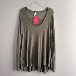 Free People We The Free Olive Green Malibu Swing Thermal Top Womens Medium